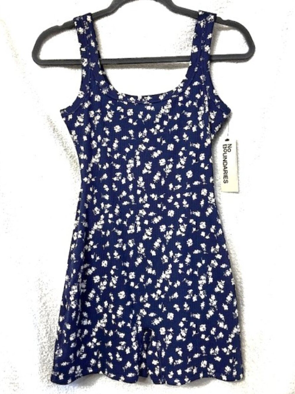 No Boundaries navy onesie romper with white floral print NWT Size M
